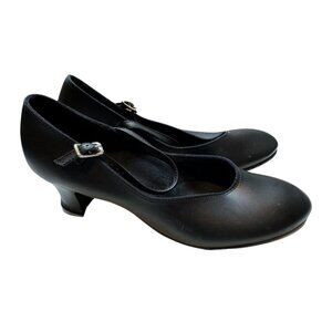 Capezio Black Mary Jane Style Leather Character Shoes with Taps - Women 8M